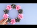 折り紙で作る基本の花くす玉風リースの作り方 - DIY How to Make Paper Flower Wreath