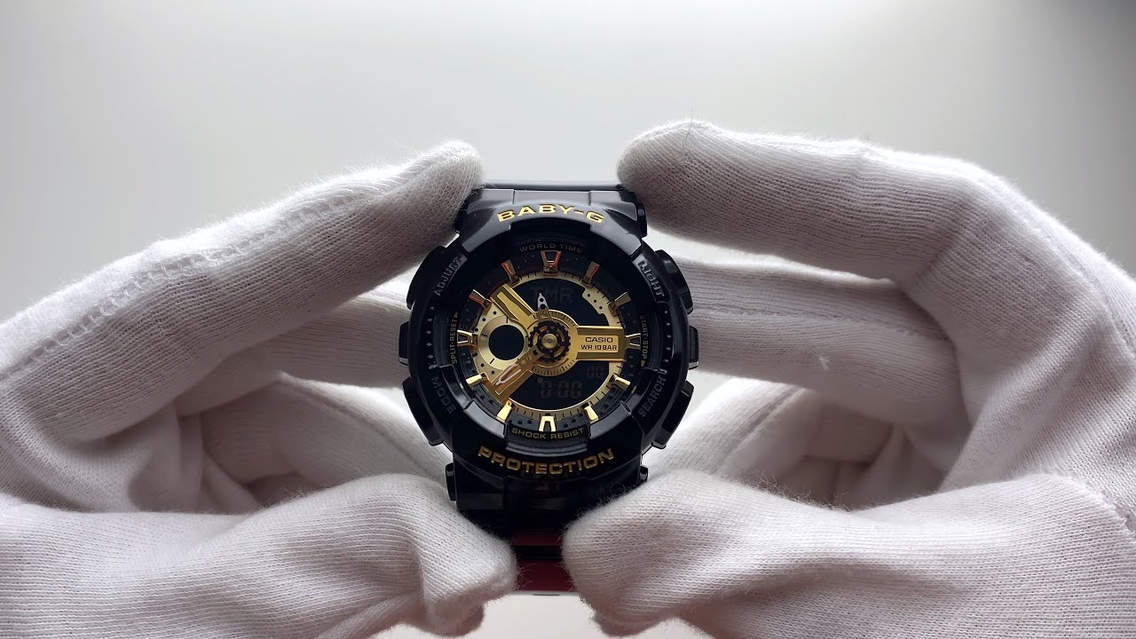 baby-g BA-110-1A ブラックandゴールド時計 BA110-1A | Women's BABY-G Black Analog Digital Watch | CASIO