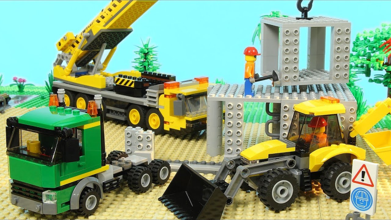 rodillo Canal Cargado Lego Construction Site (Skyscraper Building, Mobile Crane, Excavator) -  YouTube