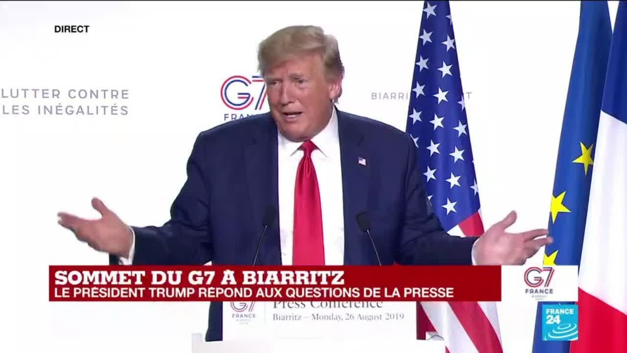 REPLAY - Le président Trump répond aux questions de la presse lors du G7 à Biarritz trump amazonia