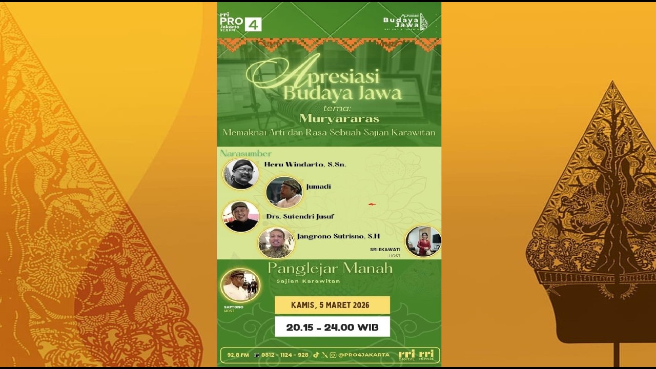 Apresiasi Budaya Jawa | MURYARARAS | 05 Maret 2026 | Pro 4 RRI Jakarta, 92.8 FM