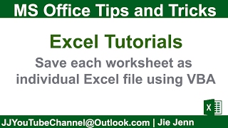 how to save each worksheet as individual excel file using vba | excel vba tutorial