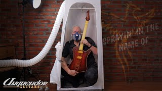Spraying Primer in my improvised  spray booth | Phoenix Rising Guitar Building Series Episode 18
