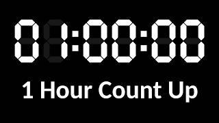 1 Hour Count Up Timer [01:00:00] | Black Screen, No Audio