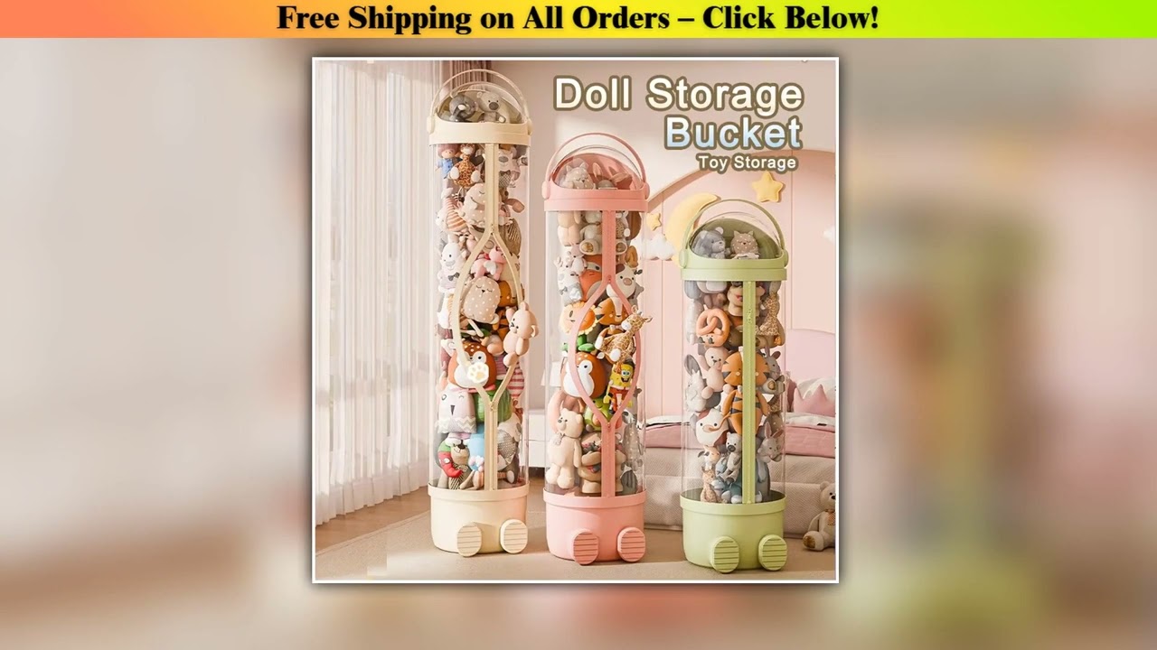 Transparent Doll Storage Boxs Plush Children's Toys Organization DIY Zipper Storage Toy Chests and