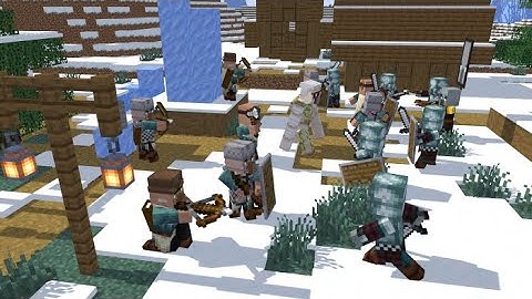 CHIẾN ĐẤU CÙNG VỚI DÂN LÀNG CHỐNG CUỘC XÂM LƯỢC TRONG MINECRAFT PE 1.20.10