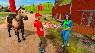 Mounted Horse Riding pizza 🍕 : food Delivery games - Androidgameplay | Gamingzone A-Z | screenshot 3