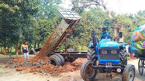 Unseen CAT or JCB 3dx Excavator Loading Sand And Unloading Eicher 5660 Sonalika DI 750 Tractor Ep:21