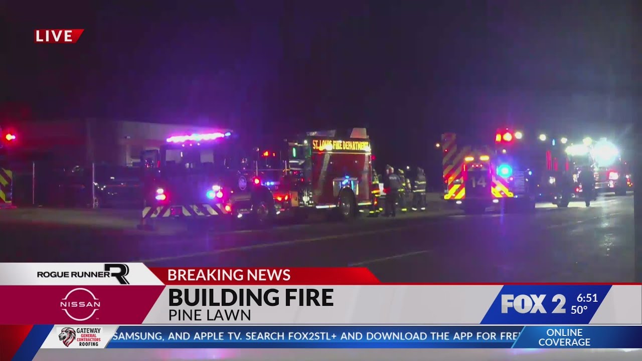 Crews respond to fire at autobody shop in Pine Lawn - YouTube