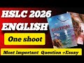 HSLC English 2026|One shot revision most expected Question for Final examination| class 10 english