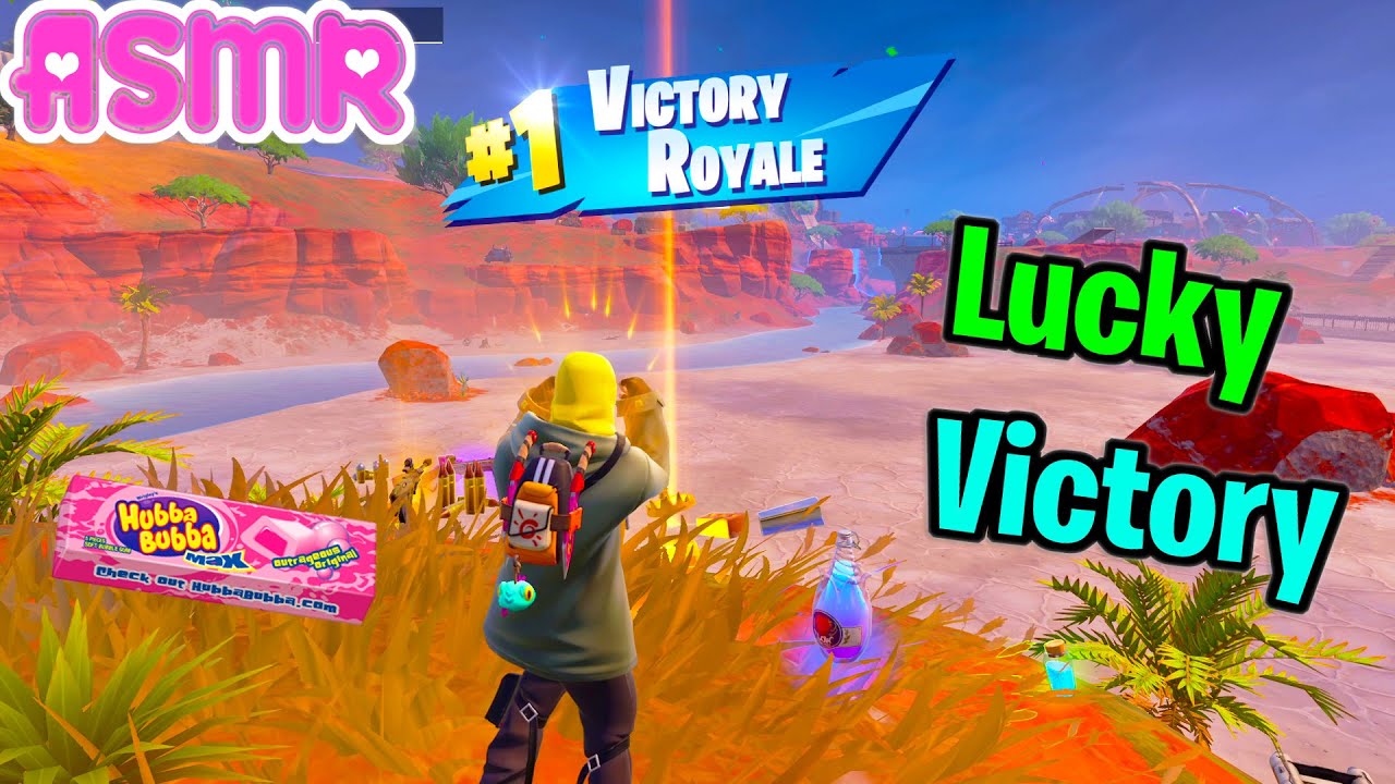 ASMR Gaming 🍀 Fortnite Lucky Victory Relaxing Gum Chewing + Controller Sounds Whispering 🎧
