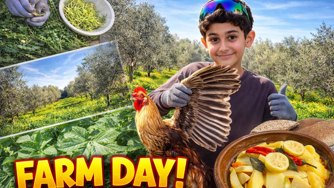 FARM DAY! (Farm sounds)🌳🚜☕️يوم في المزرعة قطف الڤرنينة و طريقة تنقيتها