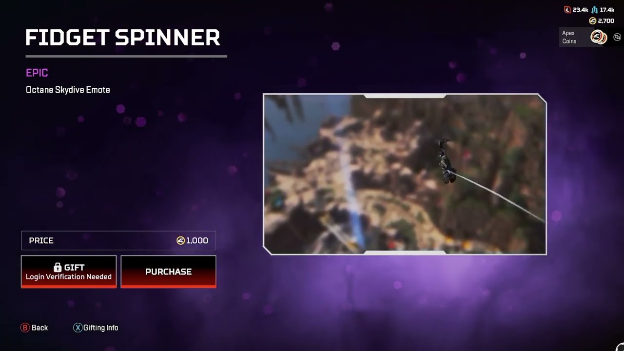 Epic Skydive for Octane (Fidget Spinner), Monthly Store Update. [Apex Legends - Highlight - Feb.24]