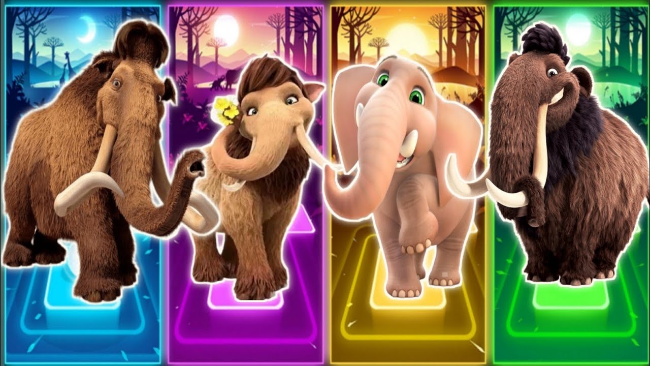 Funny Mammoth 🦣 🆚 Funny Mammoth 🦣 🆚 Funny Elephant 🐘 🆚 Funny Mammoth | Coffin Dance Tiles Hop 🔥🌈🎶