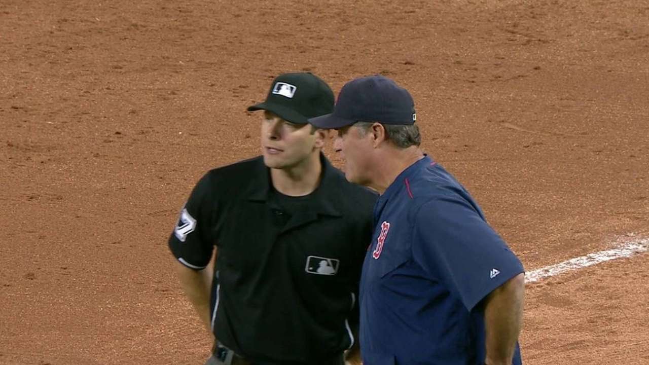 BOS@DET: Umpires review double play, call overturned