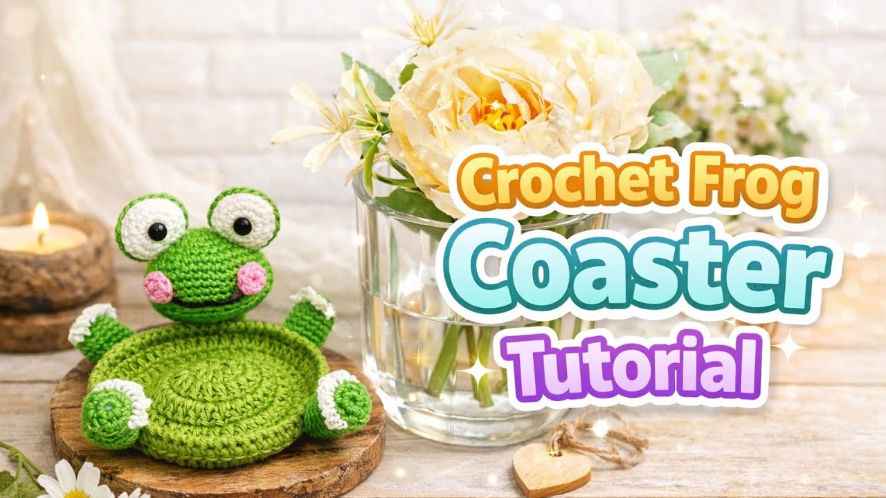 🐸 So satisfying... Scrat Froggie Crochet Coaster Tutorial‼️Super Cute Viral Crochet Frog Coaster