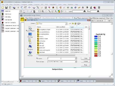 Statgraphics DOE Step 10 - Save the Results using the DOE Wizard