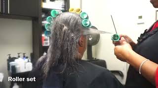 Relaxed hair roller set 💁🏽‍♀️🥰 #rollerset #subscribe #relaxedhair