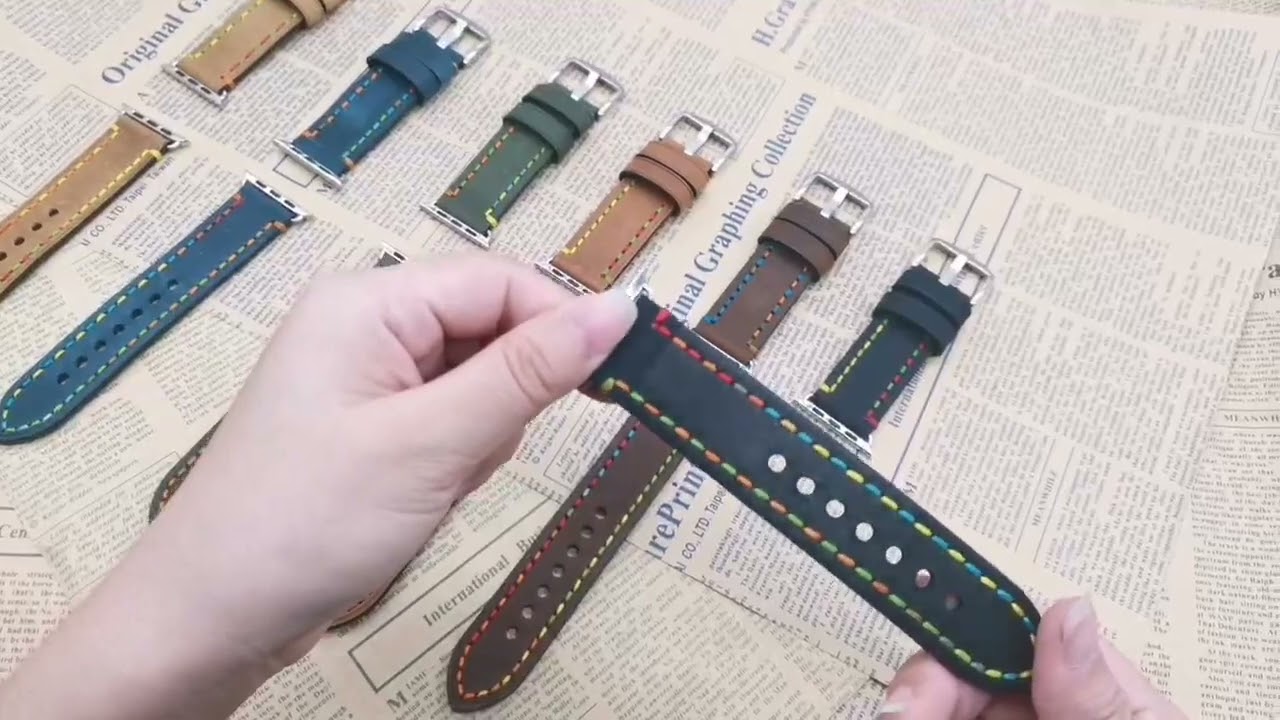 For Apple Watch Strap Series 7 6 SE 5 4 3 2 1 38/40/42/44mm Sport Leather Band