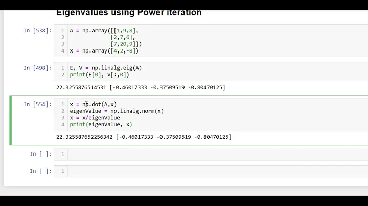 Find Eigenvalue using Power iteration in Python