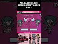 ALL LACEY'S LOVE METER SECRET CODES (PART 1)