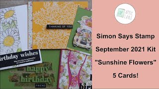 Simon Says Stamp - September  2021 Kit - Sunshine Flowers - 5 Cards!