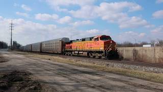BNSF 4135 Leads Autorack with 5352 as Mid Train DPU