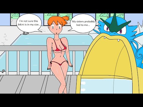 Misty loses her swimsuit in the pool - Pokemon Animation