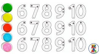 How to Trace Numbers 6 7 8 9 10 Step by Step | Easy Tracing & Counting Worksheet for Kids & Toddlers