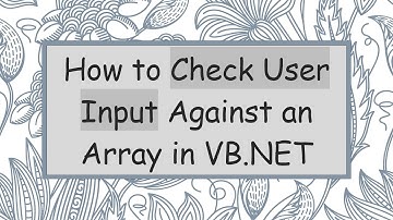 How to Check User Input Against an Array in VB.NET