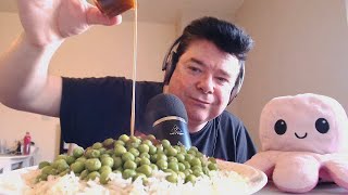 ASMR - Eating Rice Peas And Gravy With Ice Cold Lucozade Raspberry