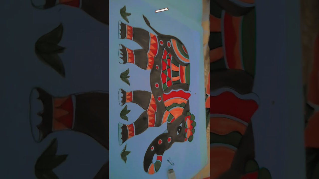 Madhubani art. the elephant in Madhubani  art style.Madhubani art form  bihar  . 