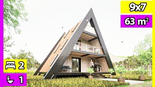 🟢 Diseño de Cabaña ALPINA 9X7 | Cabaña Chalet Suizo de 3 plantas | Alpine House | Cabañas Modernas
