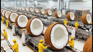 Inside a Coconuts Factory: How Coconuts Are Turned into Delicious Coconut Milk(Full Process)