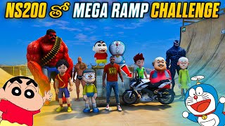 NS200😱BIKE తో MEGA RAMP✨ CHALLENGE! WITH SHINCHAN 😂DORAEMON MOTU PATLU🔥 FULL FUN🤣 #shinchangta5