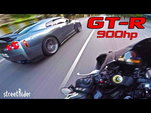 ВСТРЕТИЛ МЕЧТУ | Nissan GT-R (900hp) vs CBR1000RR (180hp)