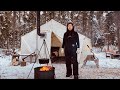 -29C WINTER CAMPING in a CAST IRON HOT TENT | ESCAPE to the WILDERNESS
