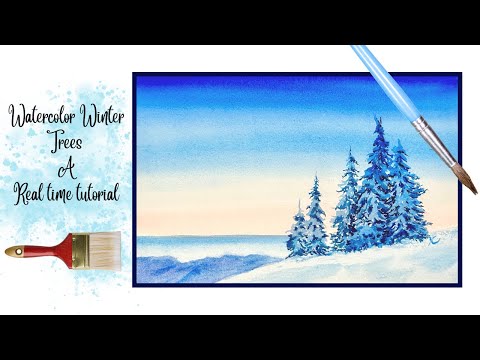 Painting Holidays: Master Watercolor Winter Trees REAL TIME TUTORIAL ๐