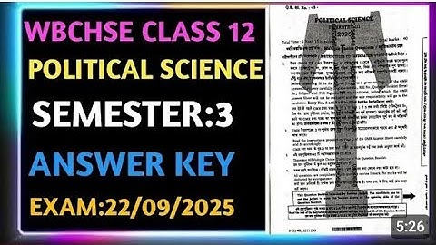 #Class 12 POLITICAL SCIENCE semester :-3 Answer Key Higher Secondary 2026 wbchse #Plo.s answer2026