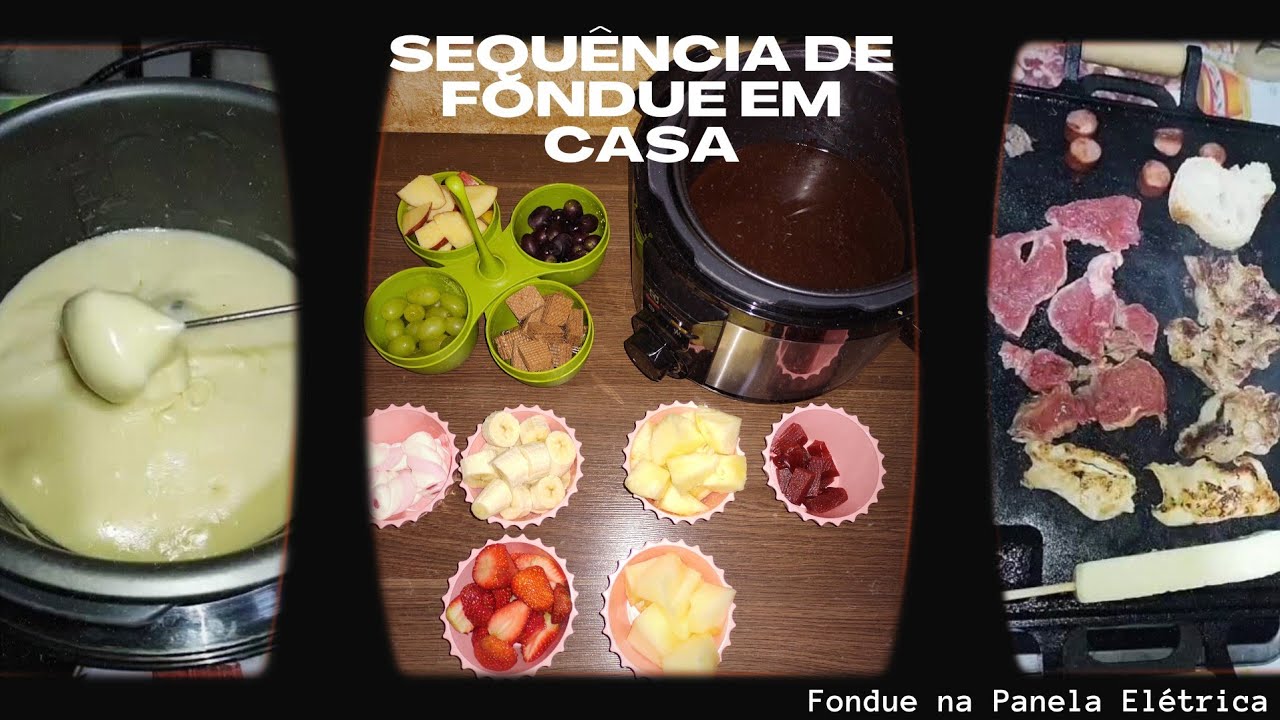 SEQUÊNCIA DE FONDUE EM CASA! FONDUE DE QUEIJO E DE CHOCOLATE NA PANELA