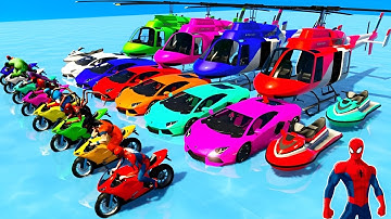 GTA V Superheroes Crazy Race Challenge with Super Cars | GTA 5 Spiderman Car Stunt Race