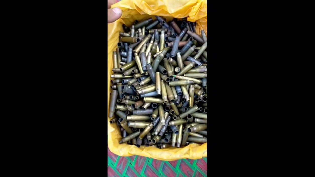 shells cartridges of different types of rifle.