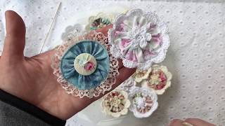 Fabric and Crochet flower tutorial/Crochet and fabric yoyos