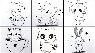 6 Cute Animal Drawings 🐱🐰 | Easy Pencil Shading Art | Simple & Adorable Sketch Ideas for Beginners screenshot 5