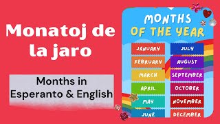 Monatoj de la jaro – Months of the Year in Esperanto & English