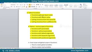 Details Python Online Training Demo | Introduction to Python | BigClasses Update