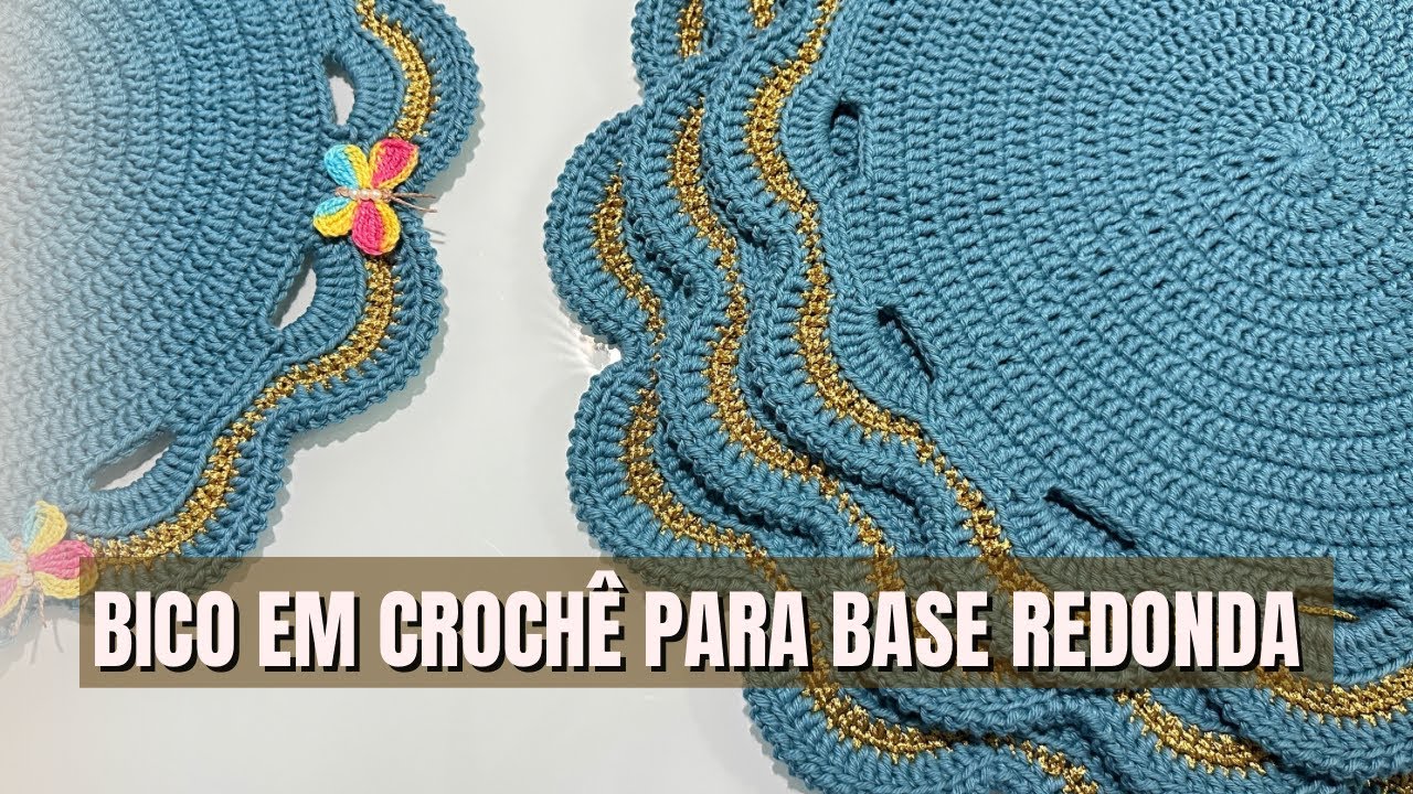 BICO EM CROCHÊ PARA BASE REDONDA - Americano Borboleta - Sousplat de crochê