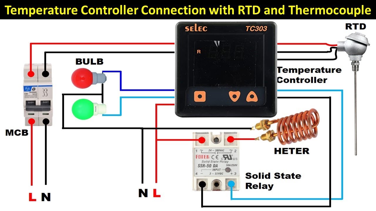 Temperature Controller Connection with RTD thermocouple and Solid State Relay TheElectricalGuy