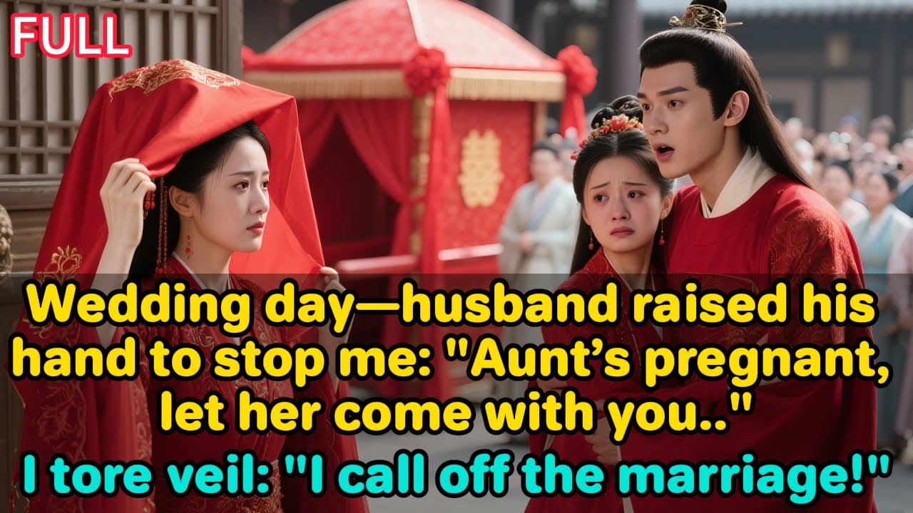 Wedding day—husband raised his hand to stop me:"Aunt’s pregnant, let her come with you.."I tore veil