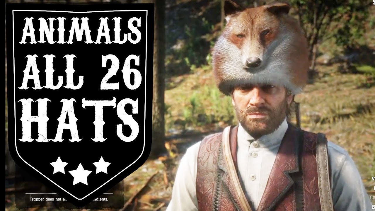 ALL 26 ANIMALS HATS IN RED DEAD REDEMPTION 2 (RDR2 Trapper Animal Hats